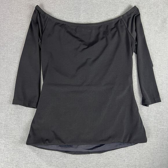 Boston Proper black ruched slinky top size M - Picture 2 of 4